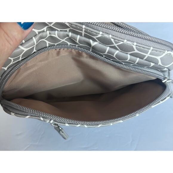 Multi Sac Summerville Geo Print Grey Multi Compartment Crossbody Bag Purse - Picture 8 of 11